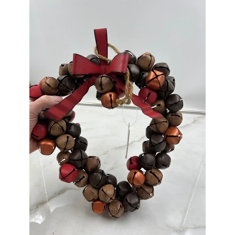 Cracker Barrel Heart Bell Wreath All Hearts Come Home Red Brown Copper Rustic